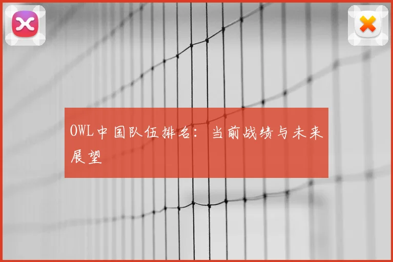 OWL中国队伍排名：当前战绩与未来展望